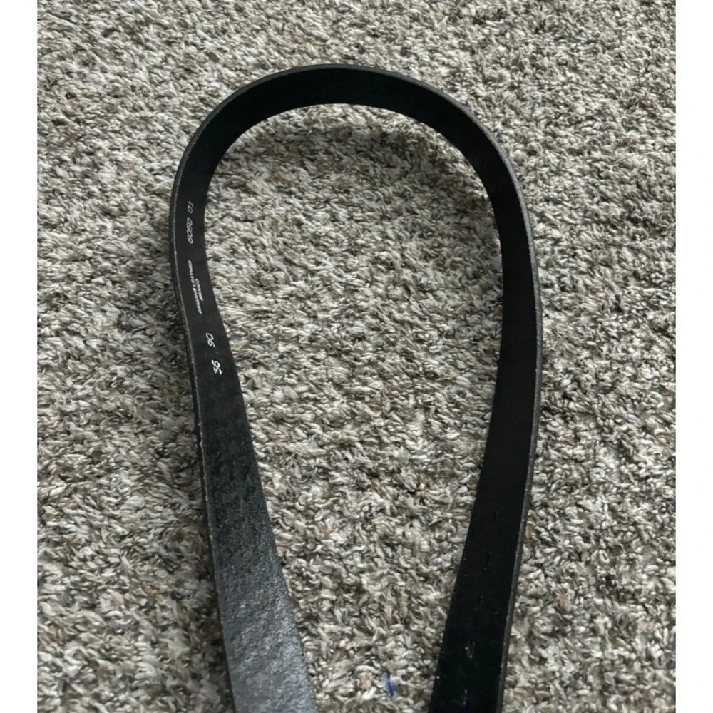 Chambers Black‎ Leather Belt Woven Textured Men's Size 36 NWT Mexico Made